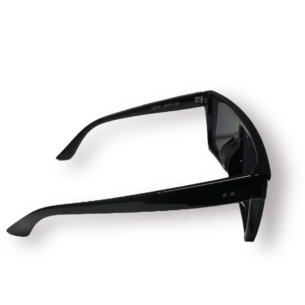 Black Shield Retro Oversized Sunglasses Smokey Lenses 143mm‎